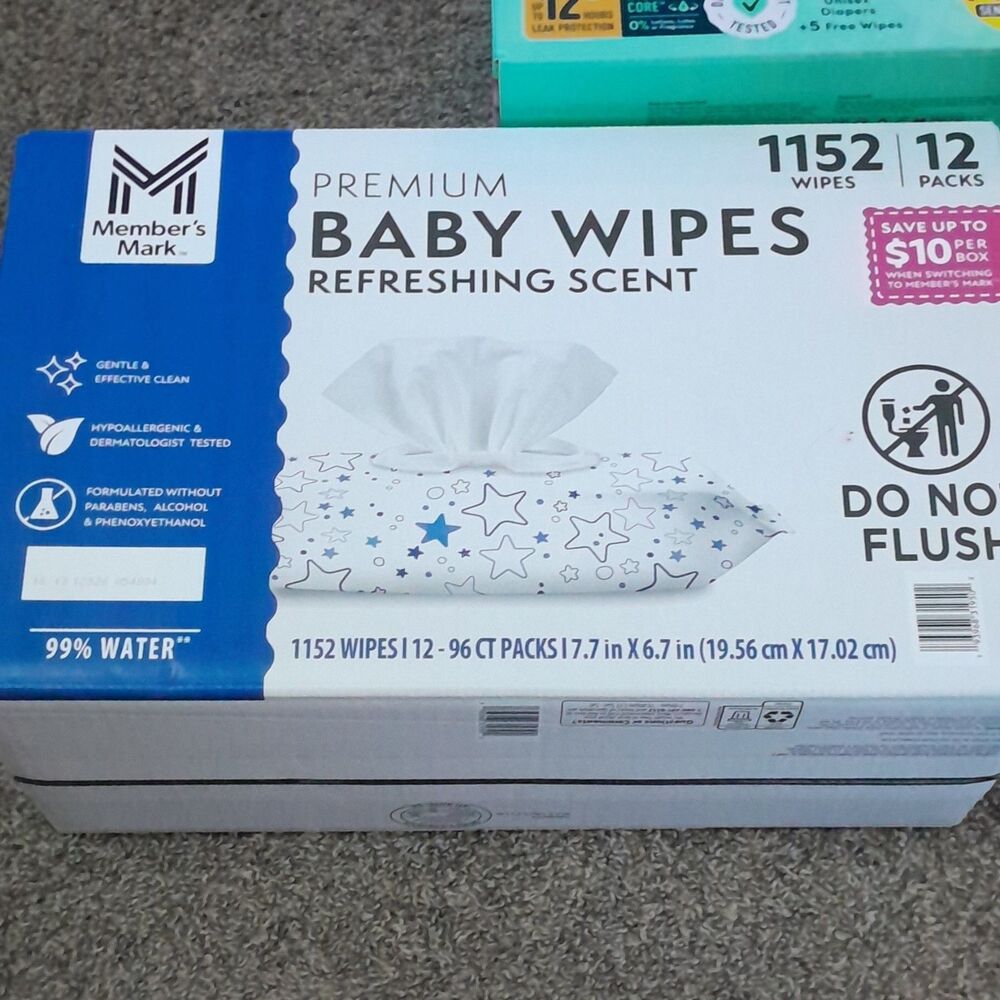 Member's Mark Premium Baby Wipes, Refreshing Scent, 12 Pck x 96 Ct, 1152